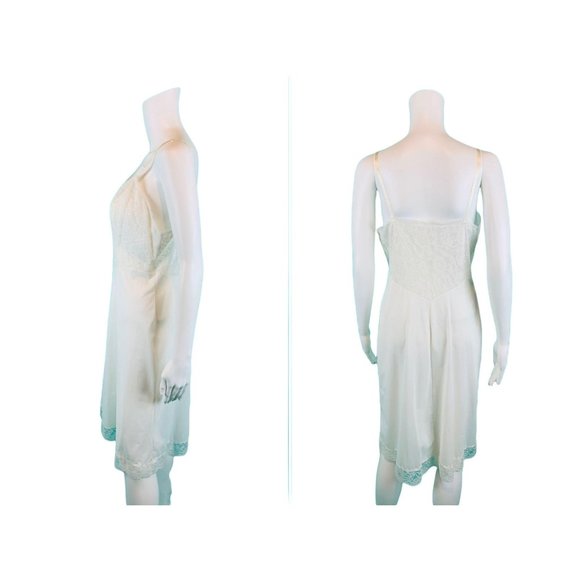 Vintage 60s Slip Dress Women's Small White Nylon Lace Bodice Vanity Fair Lingeri - Picture 10 of 10